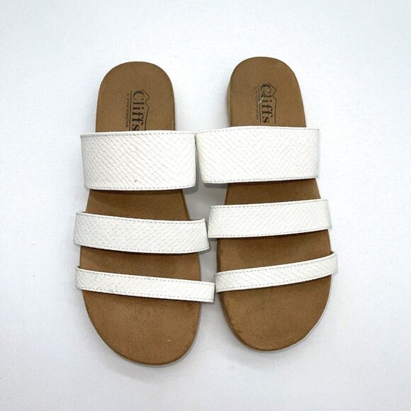 Cliffs by White Mountain Sandals Womens 8 Teona White Strappy Slip On Comfort - Picture 7 of 7